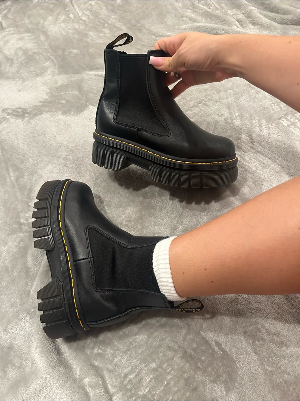 Dr. Martens Audrick Platform Chelsea Boots Black Leather US 5
